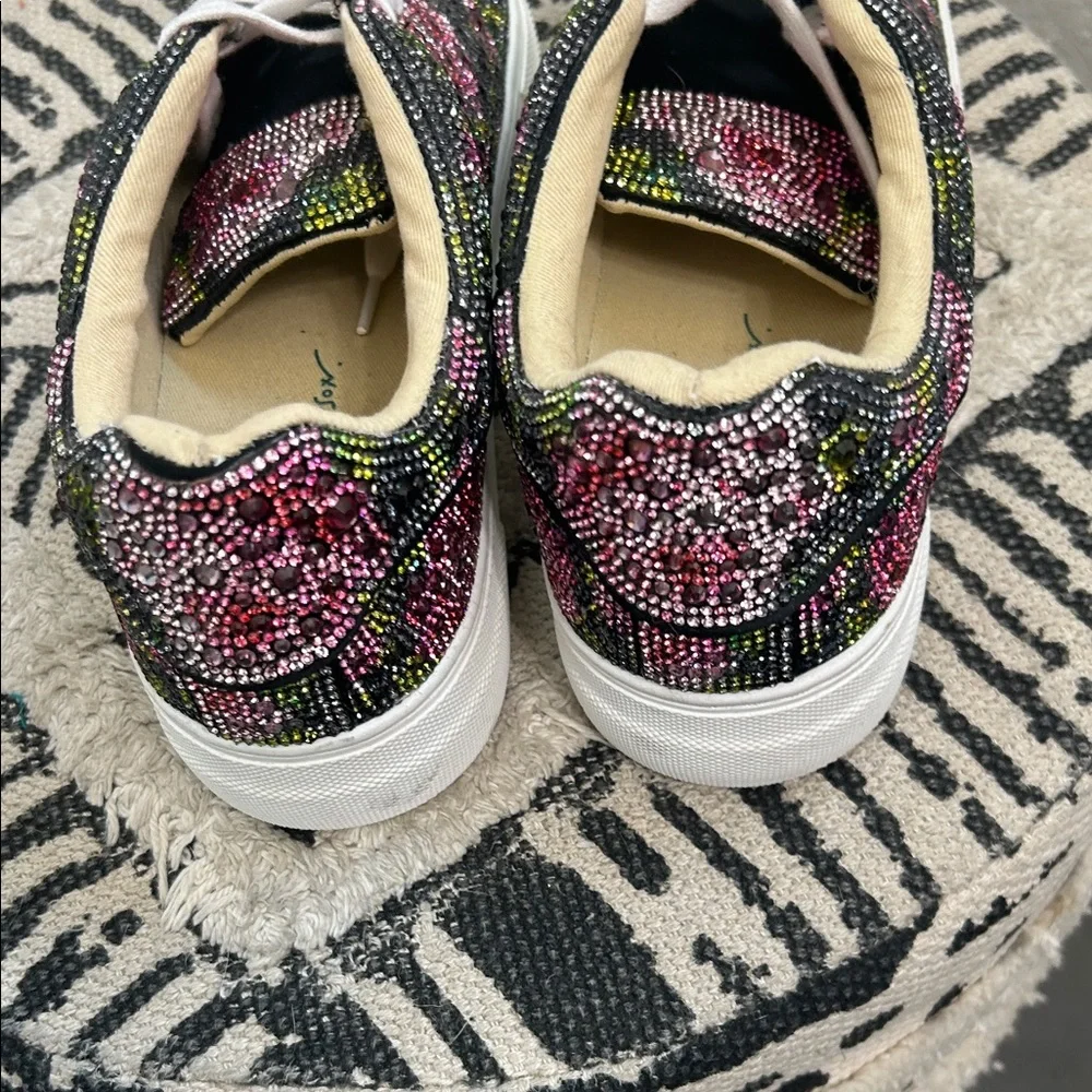 Betsey Johnson Black and Pink Floral Sneakers - Picture 4 of 5